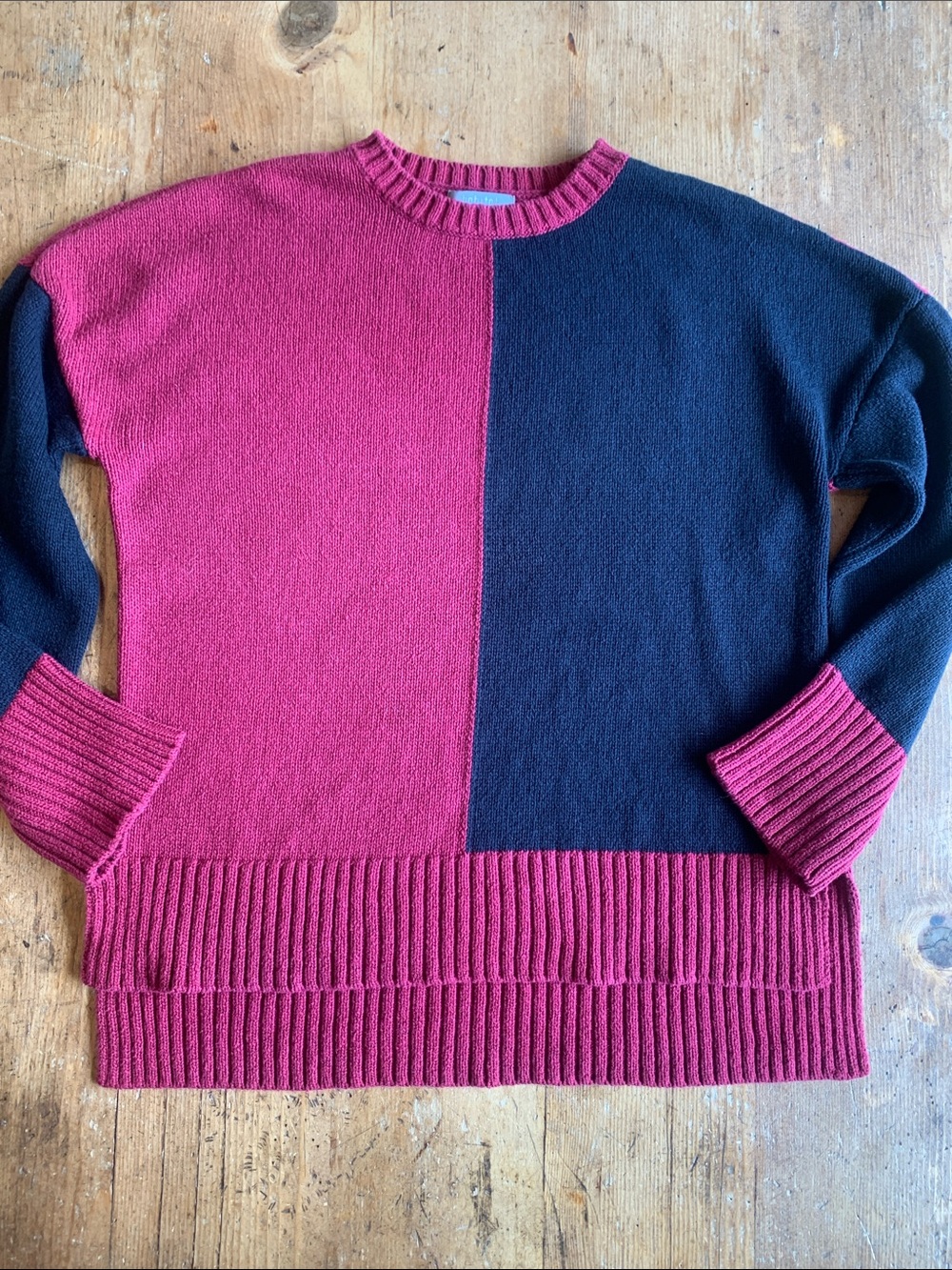 Habitat Magenta and Black Two-Tone Crewneck Sweater